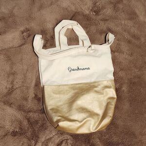 "Grandma" canvas tote with gold base new